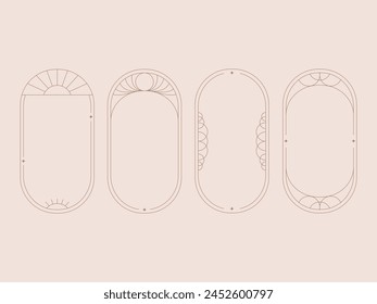 Minimalist linear frame. Vector set of linear frames and borders. Modern minimalist aesthetic elements.