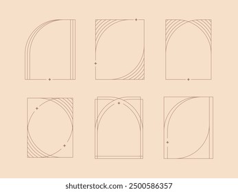 Minimalist linear frame. Vector set of linear frames and borders. Modern minimalist aesthetic elements.