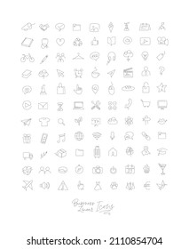 Minimalist linear icons for business drawing on white background.