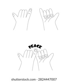 Minimalist linear illustration hands