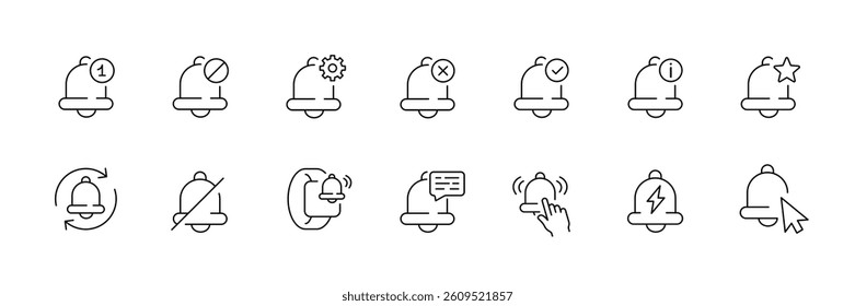 Minimalist linear notification icons set for ux ui design