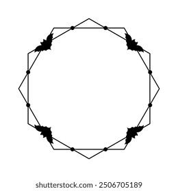 minimalist linear pentagon frame design with silhouettes of bats in black color