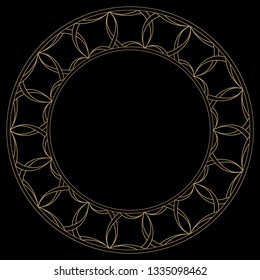 Minimalist linear round shot. Greeting cards. Wedding invitations. Monogram, logo, template, stickers, badges. A round ornament with the place for the text. Vector.