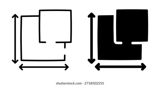 Minimalista lineal y silueta superpuesta cuadrados con flechas