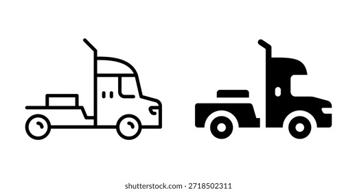 Iconos lineales y sólidos minimalistas del camión para los proyectos del diseño