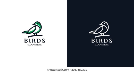 minimalist linear style bird logo set