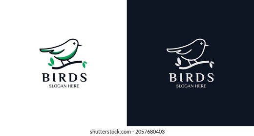 minimalist linear style bird logo set