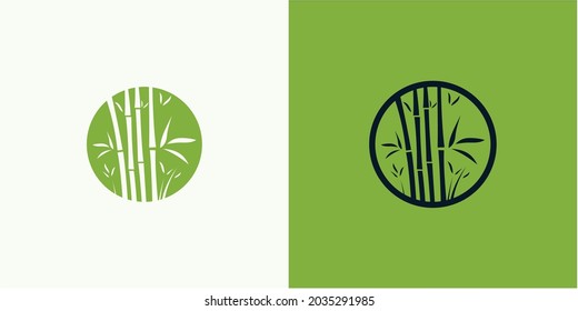 Minimalist lineart bamboo tree logo icon