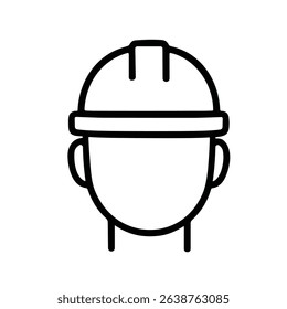 Minimalist Lineart Construction Worker with Hard Hat Icon Illustration