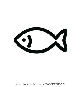 Ícone de peixe lineart minimalista, ilustração de animal aquático gráfico de traço simples