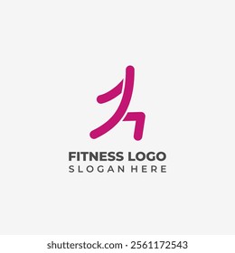 Minimalist Lineart Fitness Logo Design in Human Warming Up Style