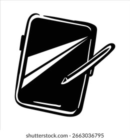 A minimalist lineart icon in Minimalist Lineart Style, depicting a Tablet drawing display, ideal for art and digital design visuals.