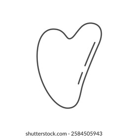 A minimalist line-art illustration of a Gua Sha tool, commonly used in skincare routines for facial massage and lymphatic drainage. Ideal for beauty, wellness, and self-care designs.