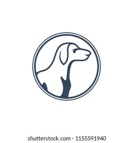 minimalist lineart outline head dog icon logo template vector illustration