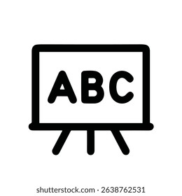 Minimalist Lineart School Blackboard ABC Letters Symbol Teaching Tool Icon