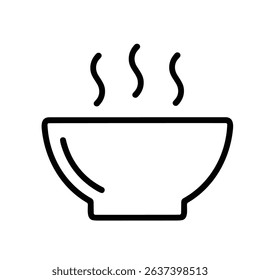 Minimalist Lineart Steaming Hot Bowl of Soup Food Icon