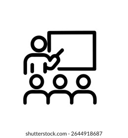 Professor Lineart Minimalista em sala de aula dando aula aos alunos ilustração