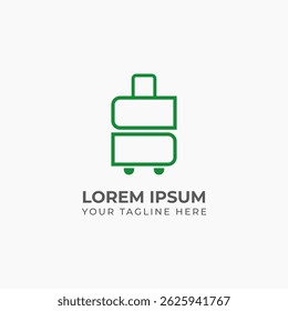 Minimalist lineart travel suitcase logo for tourism, travel agents, and tour bureaus