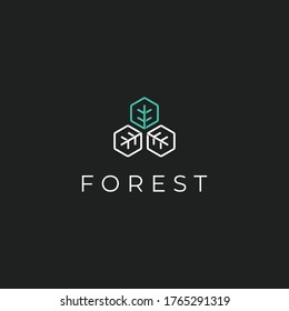 Minimalist Lined Forest or Leaf Logo Design