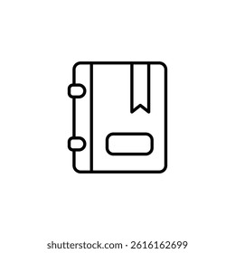 Minimalist lined notebook icon with bookmark, suitable for web and print projects