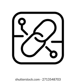 Icono minimalista de Enlace y conexión que simboliza la integración de la red, la conectividad y los conceptos de enlace digital
