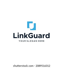 Minimalist LINK GUARD protection logo design