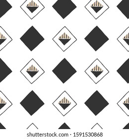 Minimalist linocut geometric seamless pattern vector art.