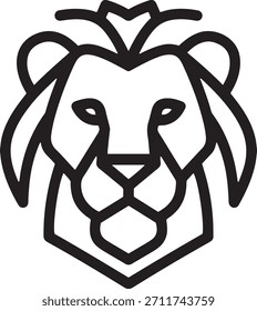 Diseño minimalista de Vector de icono de cabeza de león en estilo de silueta de arte de línea limpia audaz elemento gráfico de signo de símbolo animal simple moderno para ilustración profesional y uso digital
