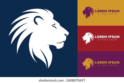 Minimalist Lion Head Logo Icon Cartoon Style