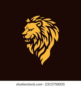 Minimalist lion head logo in vector.