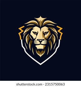 Logo minimalista de la cabeza de león en vector.