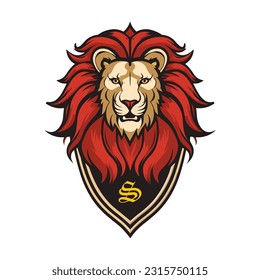 Minimalist lion head logo in vector.