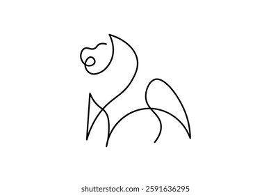 Minimalist lion illustration with continuous lines, simple design suitable for a logo or icon.