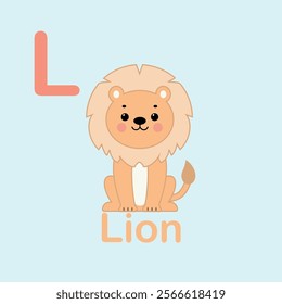 Minimalist Lion Illustration for Kids Alphabet