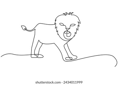 Minimalist Lion Line Art. Vector illustration. EPS 10.
