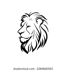 Minimalist lion logo in black and white style vector.