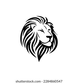 Minimalist lion logo in black and white style vector.