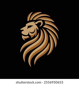 A Minimalist Lion Logo With Sharp, Clean Geometric Lines, Golden Accents, And A Regal Pose. The Lion's Mane Is Stylized With Flowing, Angular Shapes, Symbolizing Strength And Elegance

