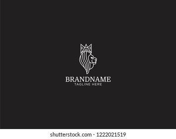 Minimalist lion logo white