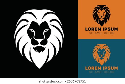 Minimalist lion Silhouette Cartoon Logo Design