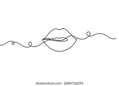 Diseño de Vector abstracto simple de dibujo de una línea de contorno de labios minimalista