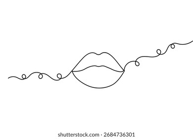 Contorno labial minimalista contínuo um desenho de linha simples vetor abstrato design