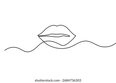 Diseño de Vector abstracto simple de dibujo de una línea de contorno de labios minimalista