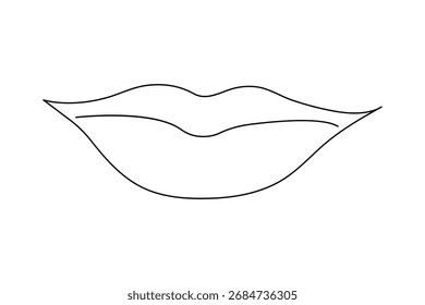 Minimalist lip outline continuous one line drawing simple abstract vector design