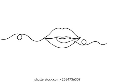 Diseño de Vector abstracto simple de dibujo de una línea de contorno de labios minimalista