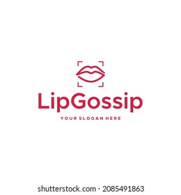 minimalist LipGossip mouth jaws frame logo design