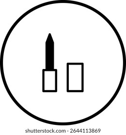 Ícone de batom minimalista: Representação moderna do produto de beleza em preto e branco simples