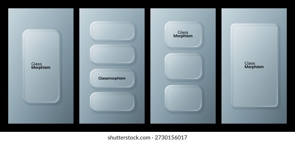 Minimalist liquid glass morphism design with frosted effect on abstract banner for modern UI UX development and transparent background.