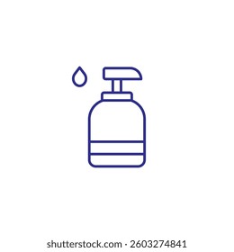Minimalist liquid soap dispenser icon with droplet in vector format.