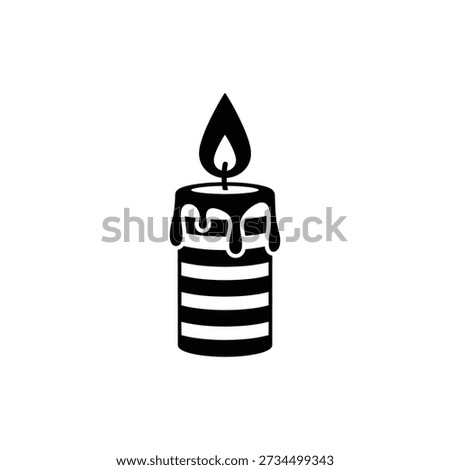 Minimalist Lit Candle Icon with Dripping Wax